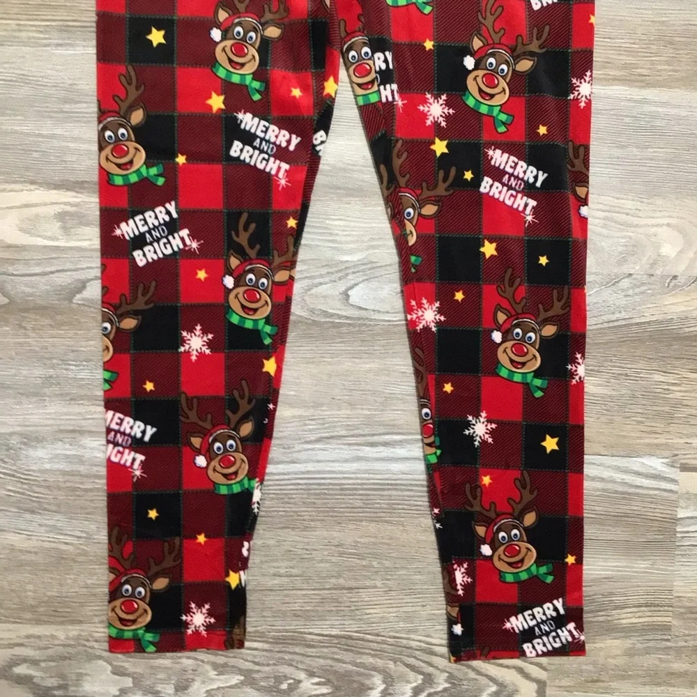 No Boundaries High Waist Legging Velour Christmas Rudolph Plaid XXXL 21 NWT